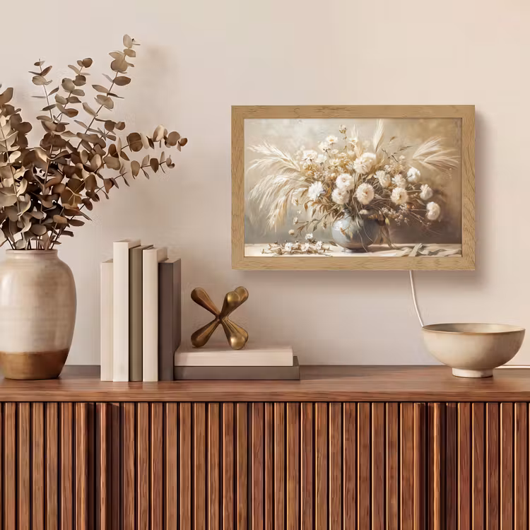 Bloemen - Vaas - Stilleven - Beige Light Box met kabel (Tafellamp) klein -sfeer2