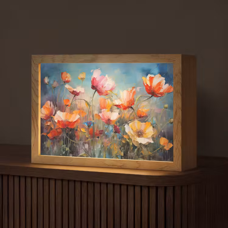 Bloemen - Watercolor - Kunst - Botanisch - Natuur Light Box met kabel (Tafellamp) klein -z3d_website