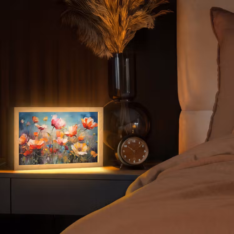 Bloemen - Watercolor - Kunst - Botanisch - Natuur Light Box met kabel (Tafellamp) klein -sfeer1