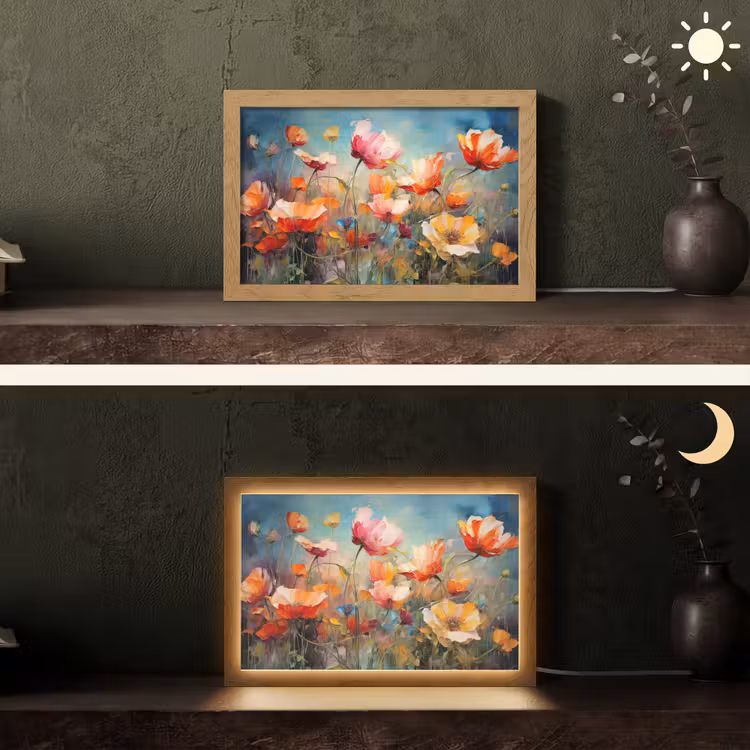 Bloemen - Watercolor - Kunst - Botanisch - Natuur Light Box met kabel (Tafellamp) klein -sfeer3