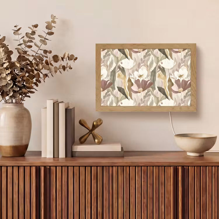 Bloemen - Aquarel - Kleurrijk Light Box met kabel (Tafellamp) klein 924 -sfeer2