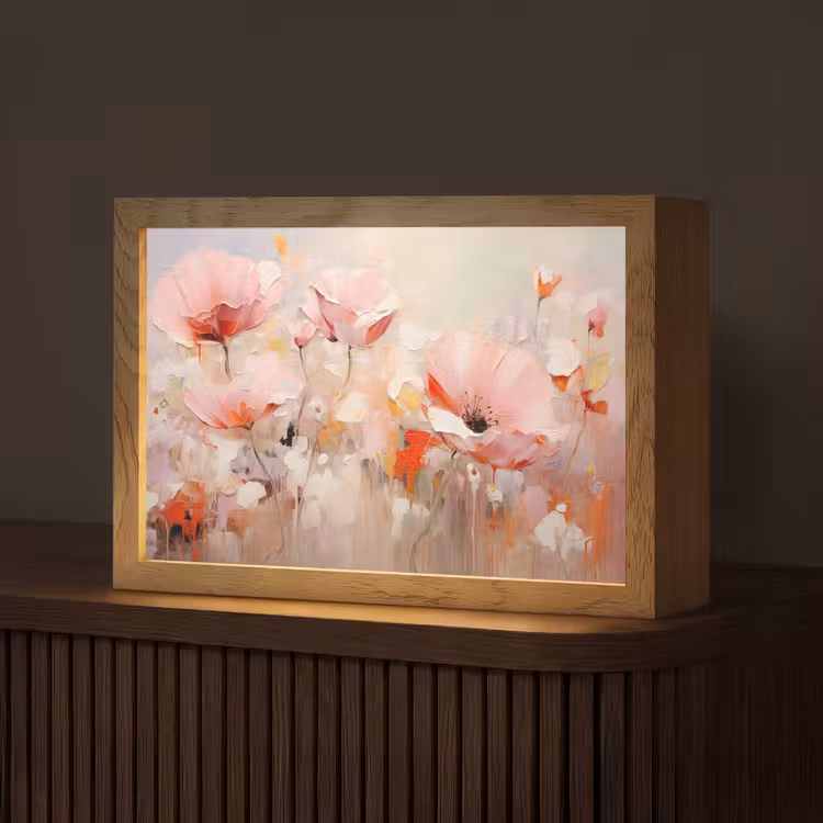 Bloemen - Watercolor - Roze - Abstract - Kunst Light Box met kabel (Tafellamp) klein -z3d_website