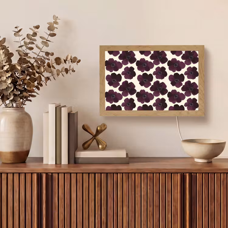 Bloemen - Aquarel - Paars Light Box met kabel (Tafellamp) klein 924 -sfeer2
