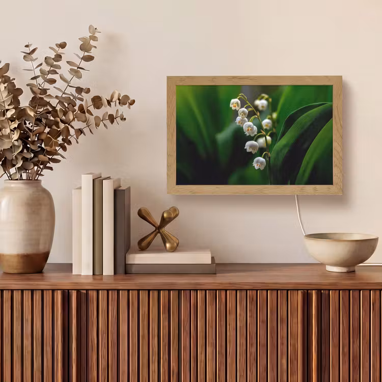 Bloemen - Wit - Bladeren - Lelietjes Light Box met kabel (Tafellamp) klein -sfeer2