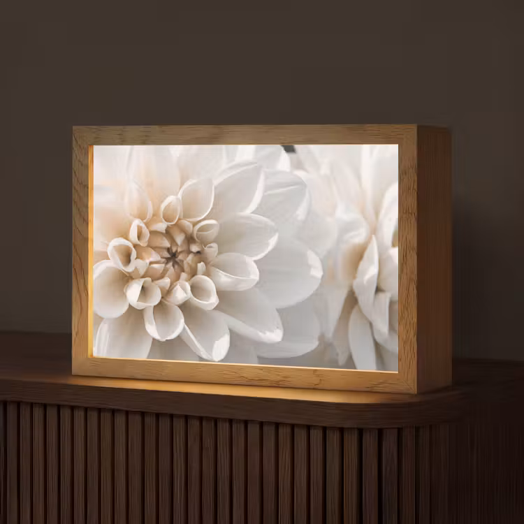 Bloemen - Wit - Natuur Light Box met kabel (Tafellamp) klein -z3d_website