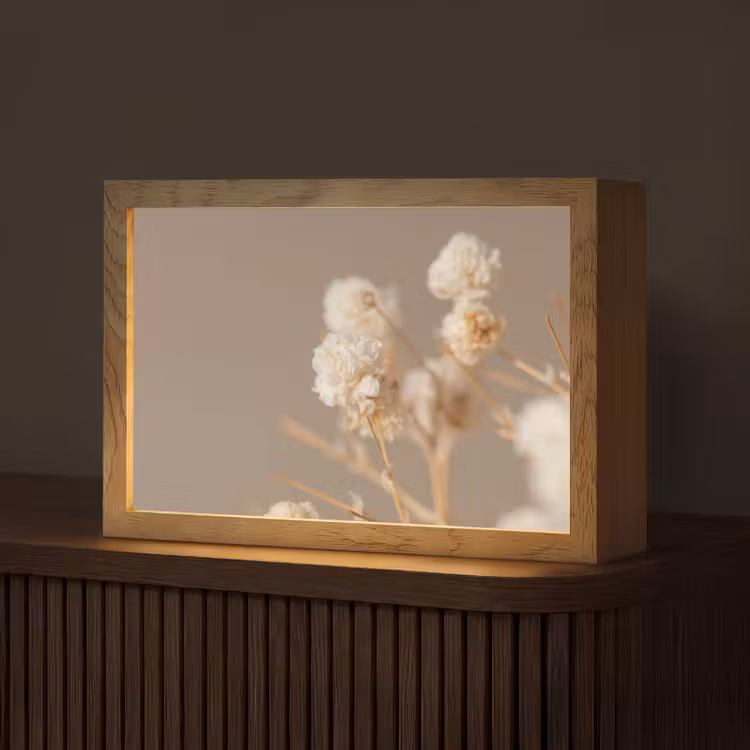 Bloemen - Wit - Natuur - Pastel Light Box met kabel (Tafellamp) klein -z3d_website
