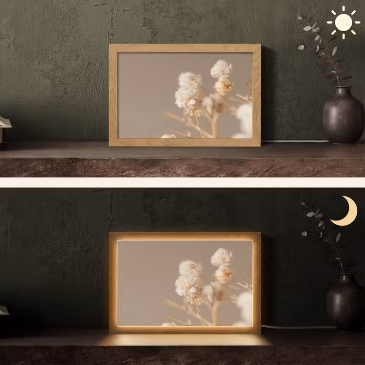 Bloemen - Wit - Natuur - Pastel Light Box met kabel (Tafellamp) klein -sfeer3
