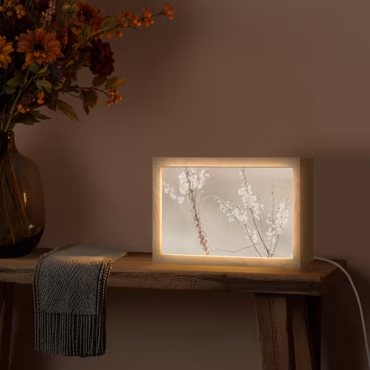 Bloemen - Wit - Planten Light Box met kabel (Tafellamp) klein -sfeer4