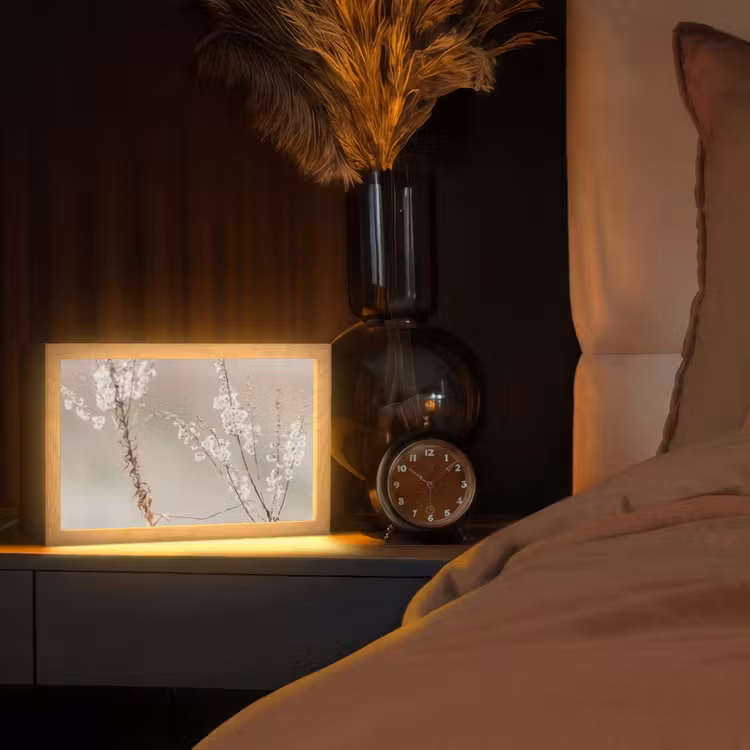 Bloemen - Wit - Planten Light Box met kabel (Tafellamp) klein -sfeer1