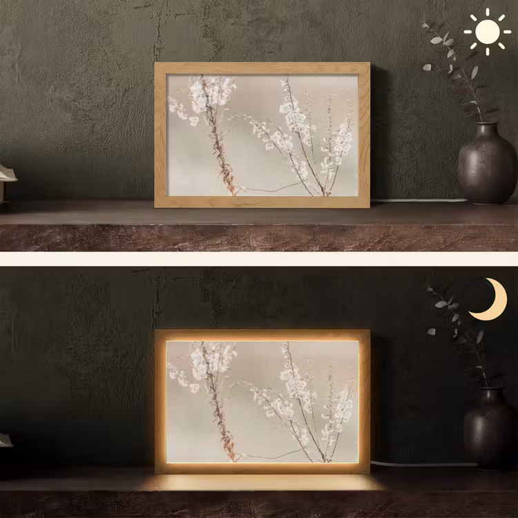 Bloemen - Wit - Planten Light Box met kabel (Tafellamp) klein -sfeer3
