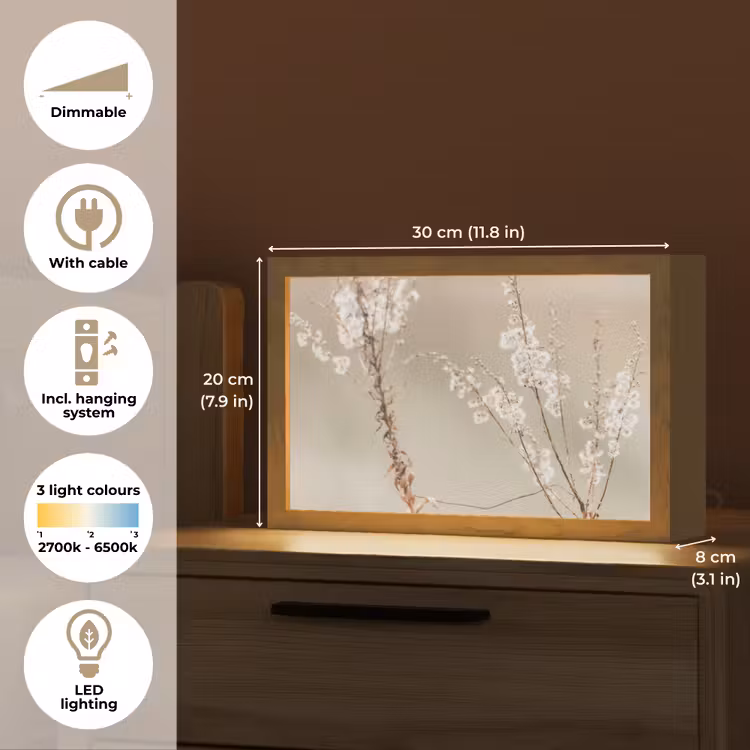Bloemen - Wit - Planten Light Box met kabel (Tafellamp) klein -USP_EN