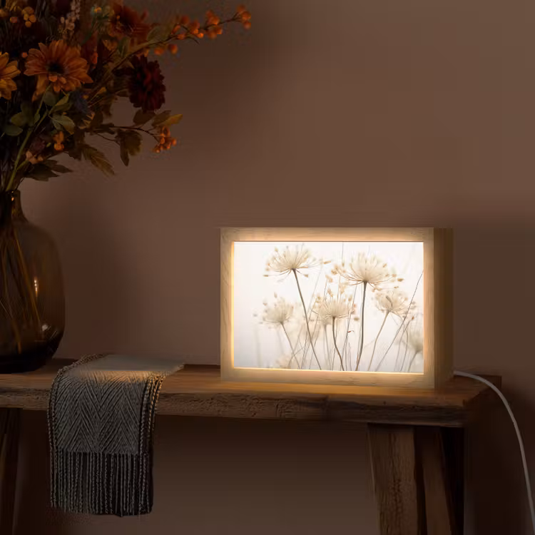 Bloemen - Wit - Zonlicht Light Box met kabel (Tafellamp) klein -sfeer4