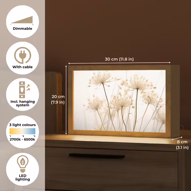 Bloemen - Wit - Zonlicht Light Box met kabel (Tafellamp) klein -USP_EN