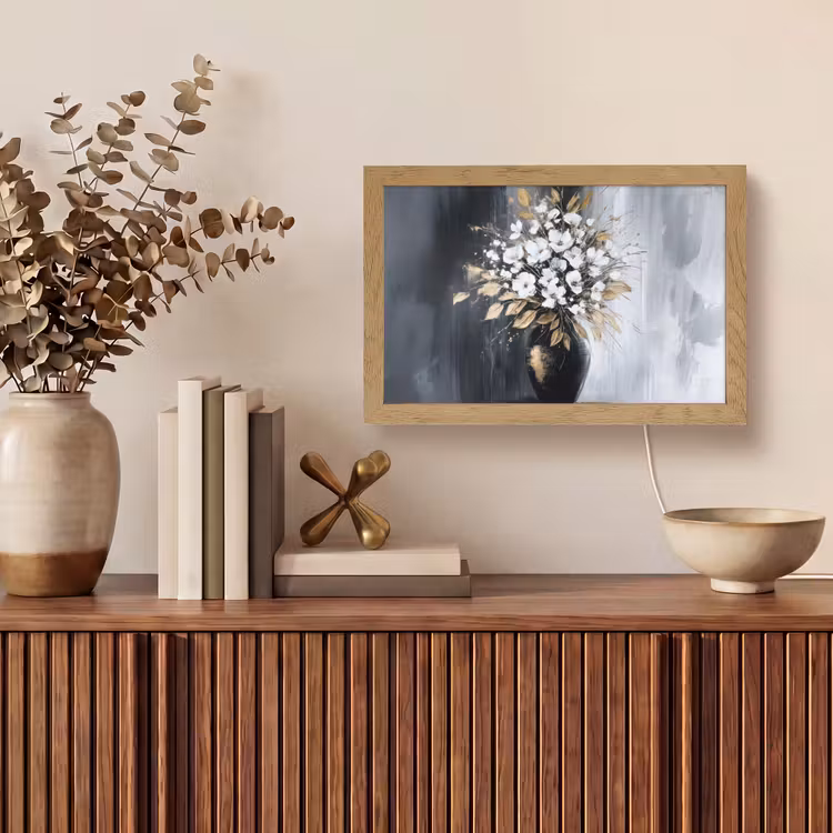 Bloemen - Wit - Vaas - Abstract Light Box met kabel (Tafellamp) klein -sfeer2
