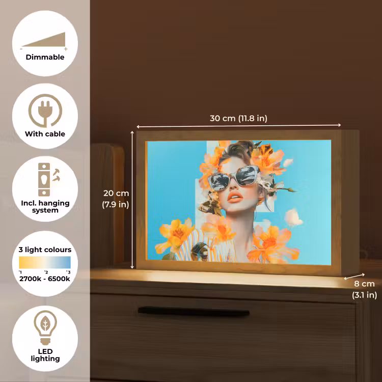 Bloemen - Vrouw - Zonnebril - Blauw Light Box met kabel (Tafellamp) klein -USP_EN