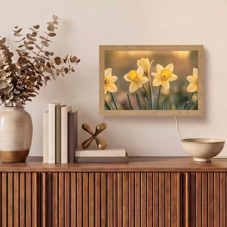 Bloemen - Geel - Wazig Light Box met kabel (Tafellamp) klein -sfeer2