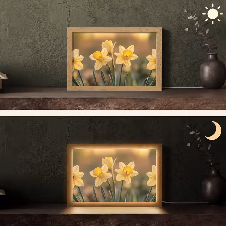 Bloemen - Geel - Wazig Light Box met kabel (Tafellamp) klein -sfeer3