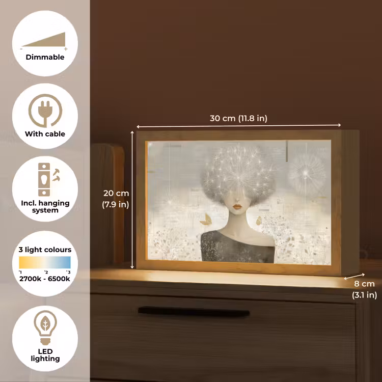 Pluis - Vrouw - Beige Light Box met kabel (Tafellamp) klein -USP_EN