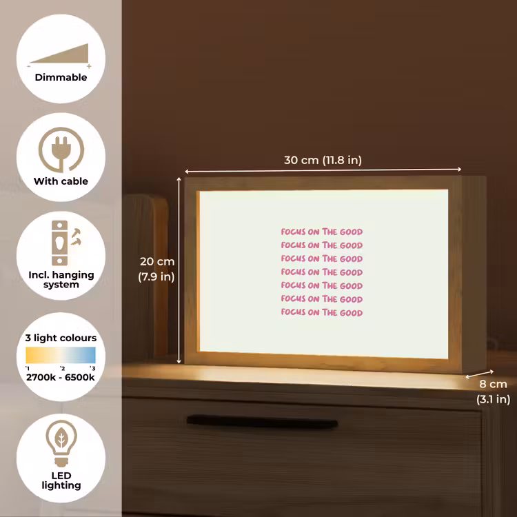 Focus on the good - Roze Light Box met kabel (Tafellamp) klein -USP_EN