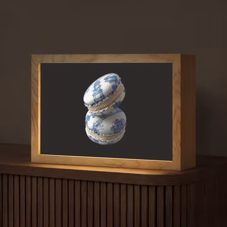Eten - Macarons - Delfts blauw - Koekjes Light Box met kabel (Tafellamp) klein -z3d_website