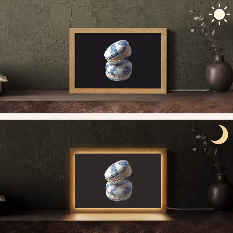 Eten - Macarons - Delfts blauw - Koekjes Light Box met kabel (Tafellamp) klein -sfeer3
