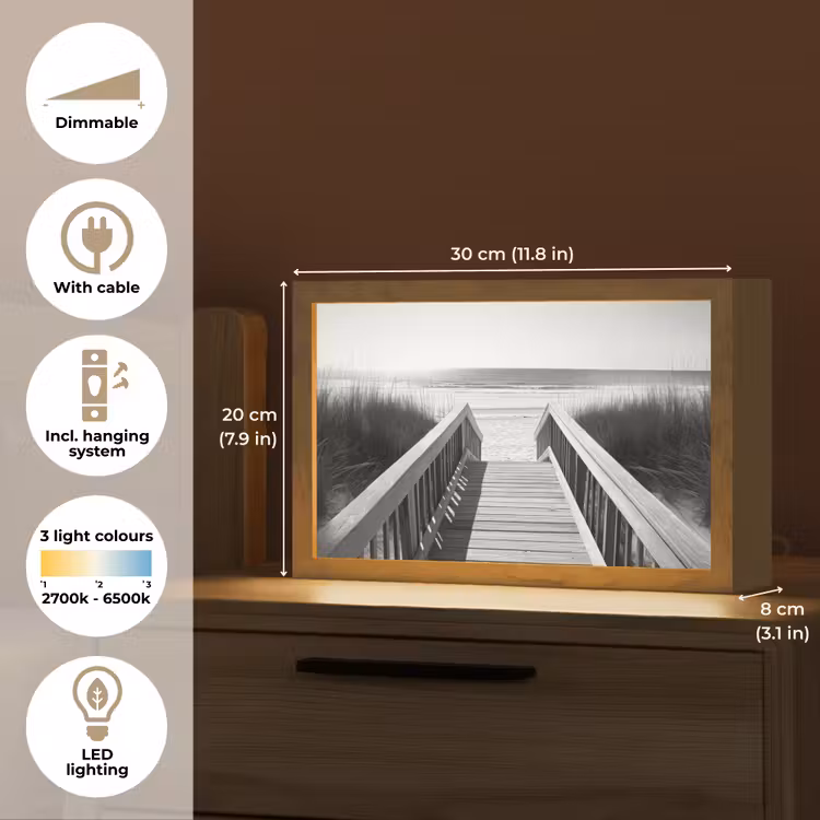 Loopbrug - Hout - Strand - Zee Light Box met kabel (Tafellamp) klein -USP_EN
