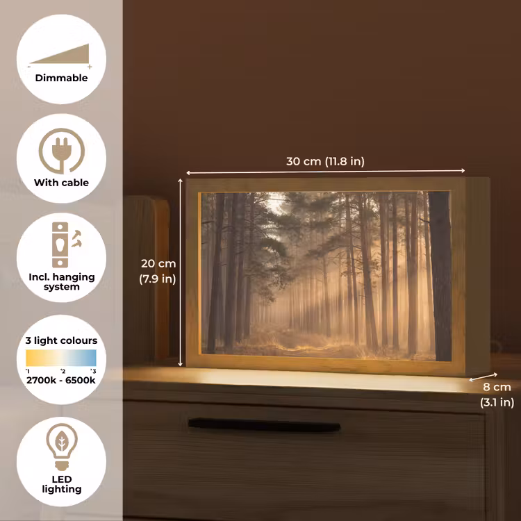 Bos - Mist - Zonlicht Light Box met kabel (Tafellamp) klein -USP_EN