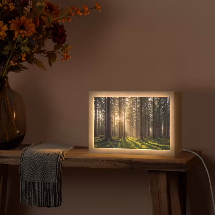 Bos - Gras - Zonlicht Light Box met kabel (Tafellamp) klein -sfeer4