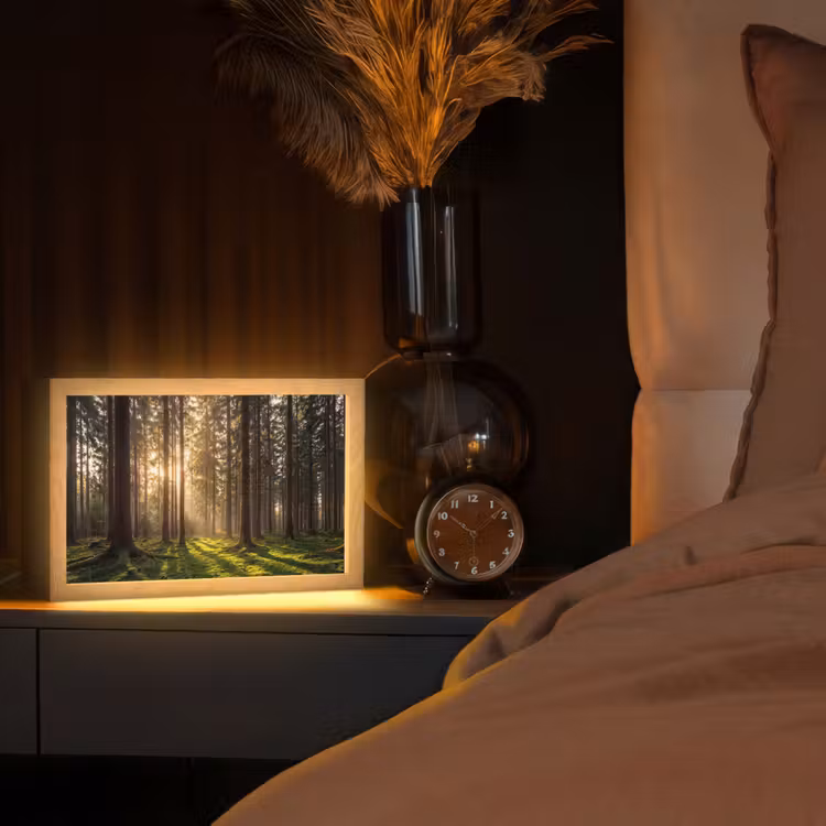 Bos - Gras - Zonlicht Light Box met kabel (Tafellamp) klein -sfeer1