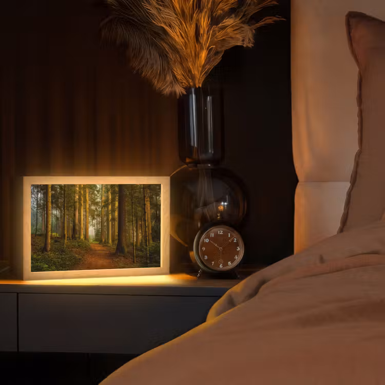 Bos - Natuur - Bomen - Landschap - Bladeren Light Box met kabel (Tafellamp) klein -sfeer1