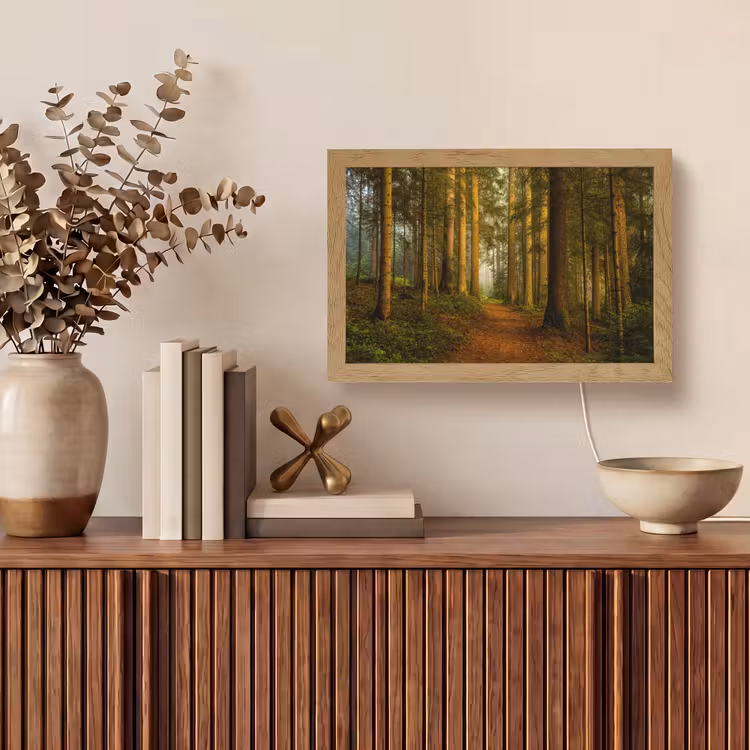 Bos - Natuur - Bomen - Landschap - Bladeren Light Box met kabel (Tafellamp) klein -sfeer2