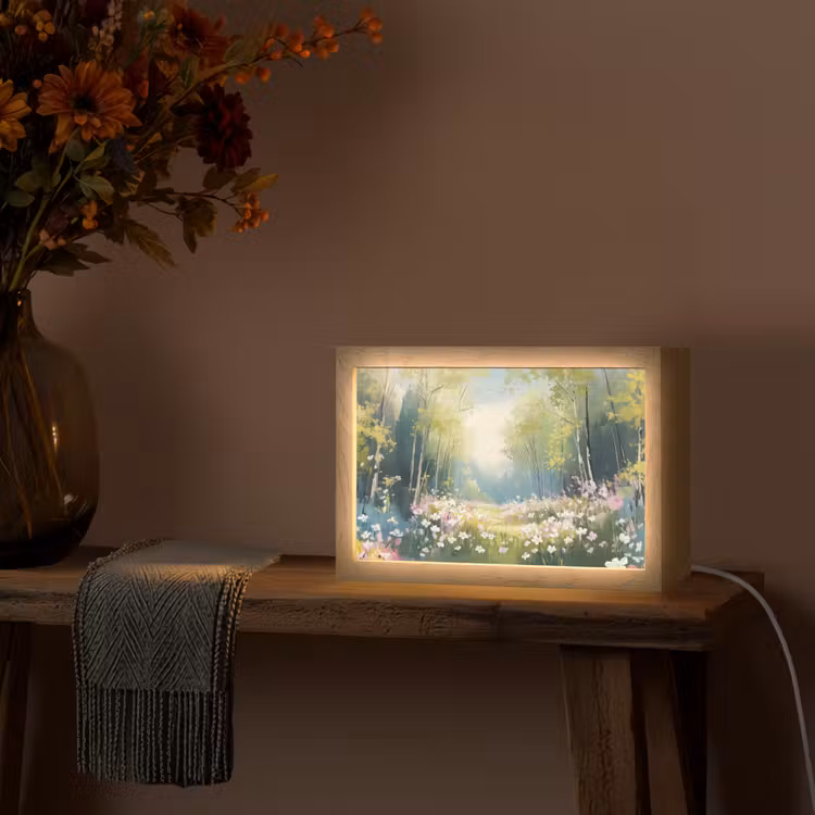 Bos - Schilderstijl - Kleurrijk Light Box met kabel (Tafellamp) klein -sfeer4