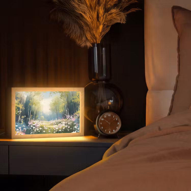 Bos - Schilderstijl - Kleurrijk Light Box met kabel (Tafellamp) klein -sfeer1
