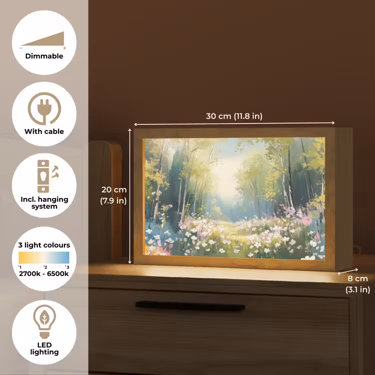Bos - Schilderstijl - Kleurrijk Light Box met kabel (Tafellamp) klein -USP_EN