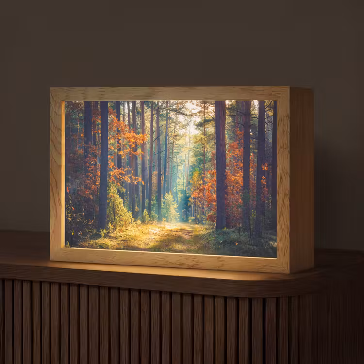 Bos - Zon - Natuur - Herfst Light Box met kabel (Tafellamp) klein -z3d_website
