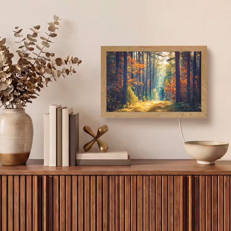 Bos - Zon - Natuur - Herfst Light Box met kabel (Tafellamp) klein -sfeer2