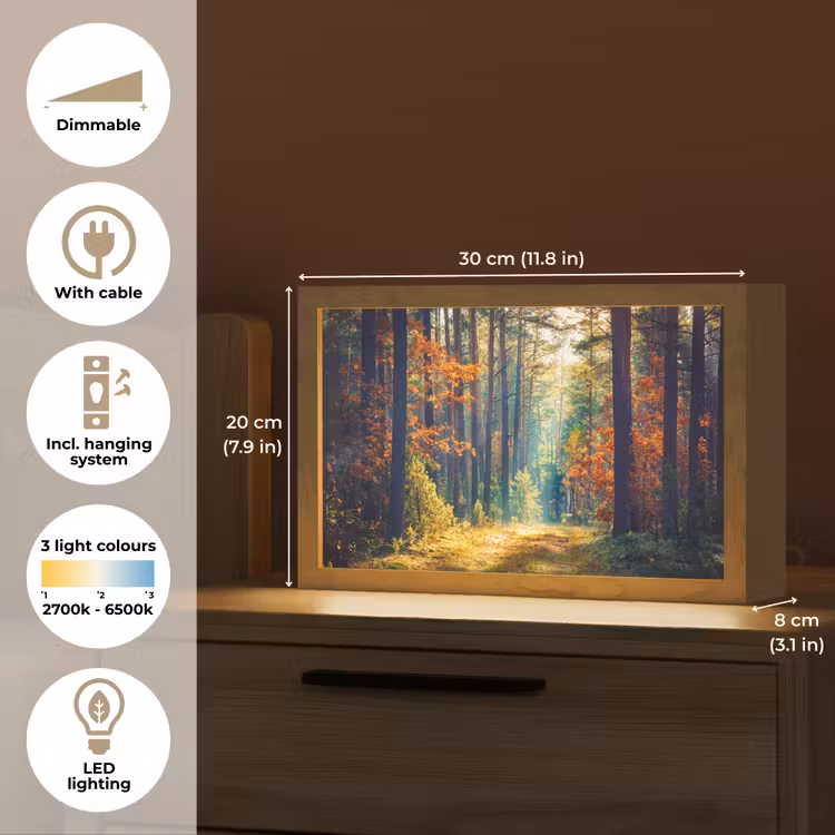 Bos - Zon - Natuur - Herfst Light Box met kabel (Tafellamp) klein -USP_EN