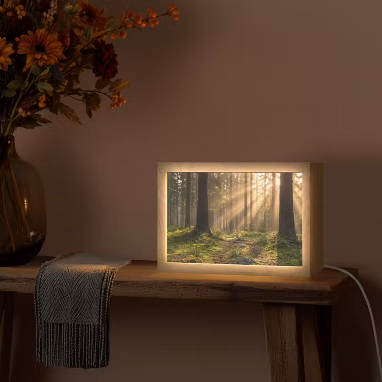 Bos - Zonlicht - Gras Light Box met kabel (Tafellamp) klein -sfeer4