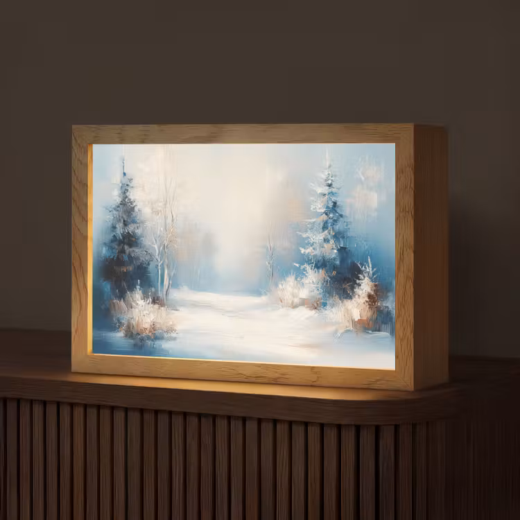 Bos - Winter - Natuur - Abstract - Sneeuw Light Box met kabel (Tafellamp) klein -z3d_website