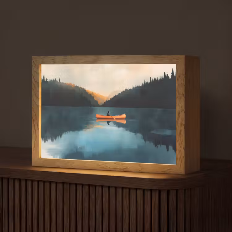 Bossen - Meer - Kano - Oranje Light Box met kabel (Tafellamp) klein -z3d_website