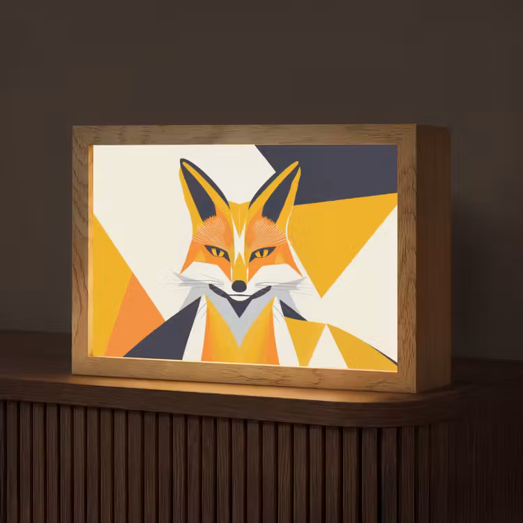 Vos - Oranje - Abstract - Driehoeken Light Box met kabel (Tafellamp) klein -z3d_website