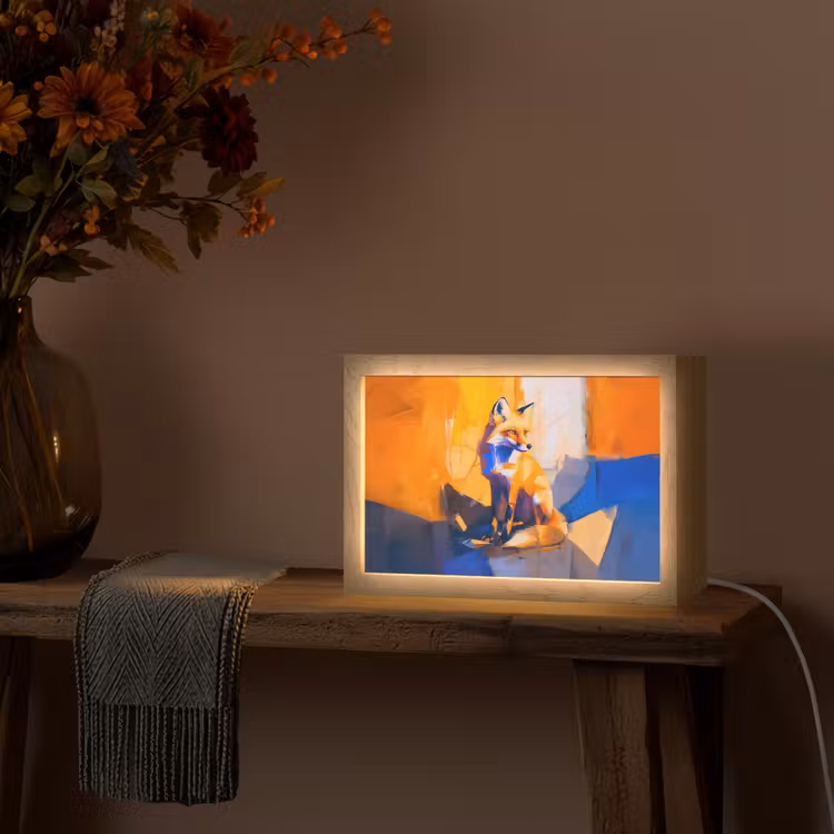 Vos - Oranje - Vormen - Abstract Light Box met kabel (Tafellamp) klein -sfeer4