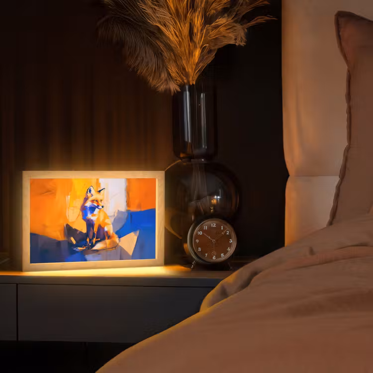 Vos - Oranje - Vormen - Abstract Light Box met kabel (Tafellamp) klein -sfeer1