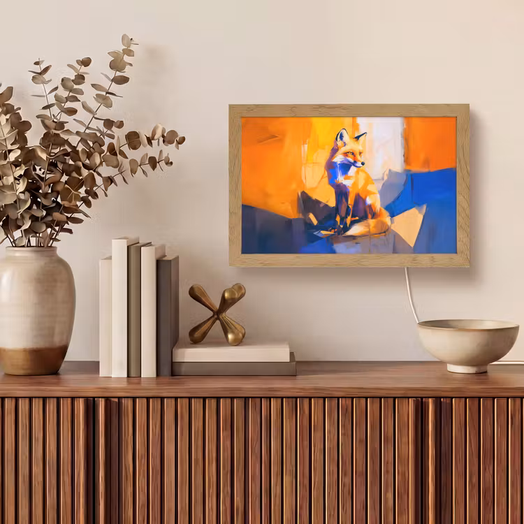 Vos - Oranje - Vormen - Abstract Light Box met kabel (Tafellamp) klein -sfeer2