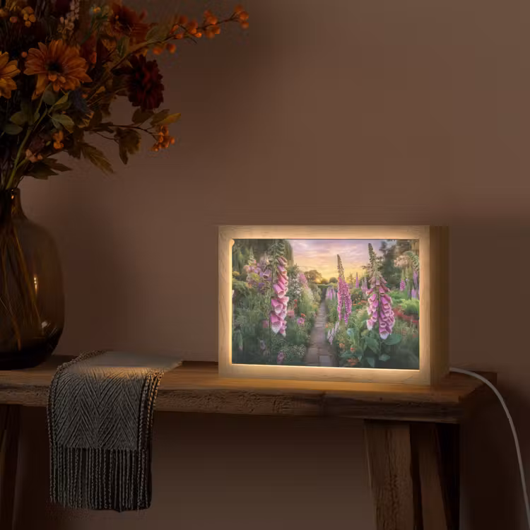 Vingerhoedskruid - Bloemen - Tuin Light Box met kabel (Tafellamp) klein -sfeer4
