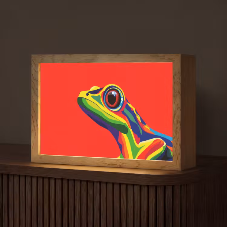 Kikker - Kleurrijk - Strepen - Ogen Light Box met kabel (Tafellamp) klein -z3d_website