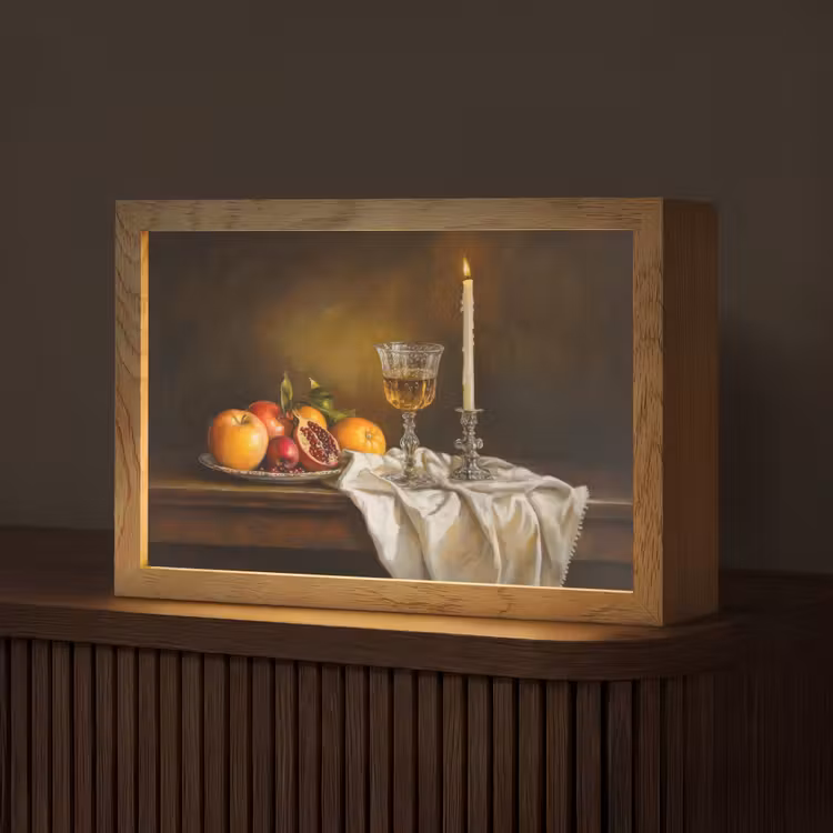 Fruit -  Stilleven - Wijn - Kaars Light Box met kabel (Tafellamp) klein -z3d_website
