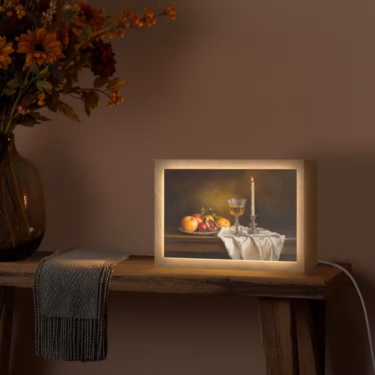 Fruit -  Stilleven - Wijn - Kaars Light Box met kabel (Tafellamp) klein -sfeer4
