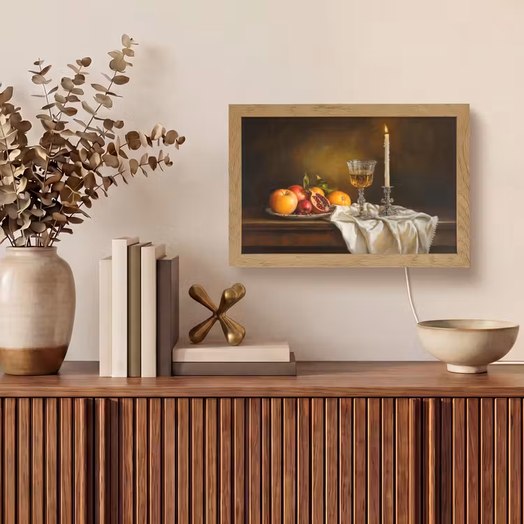 Fruit -  Stilleven - Wijn - Kaars Light Box met kabel (Tafellamp) klein -sfeer2