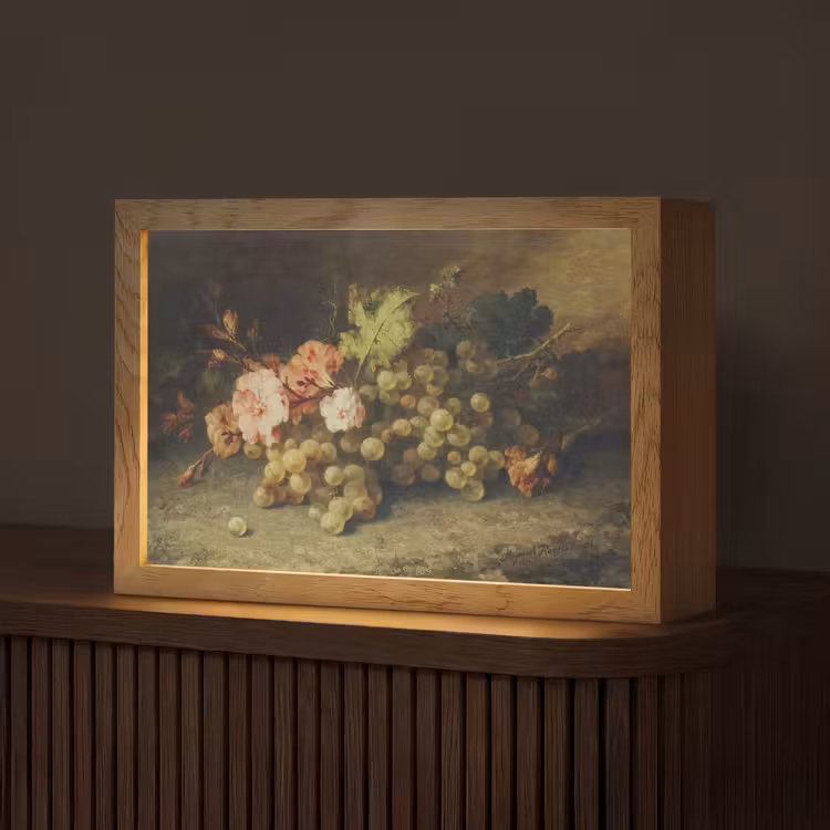Fruit - Stilleven met druiven - Oude meesters Light Box met kabel (Tafellamp) klein -z3d_website